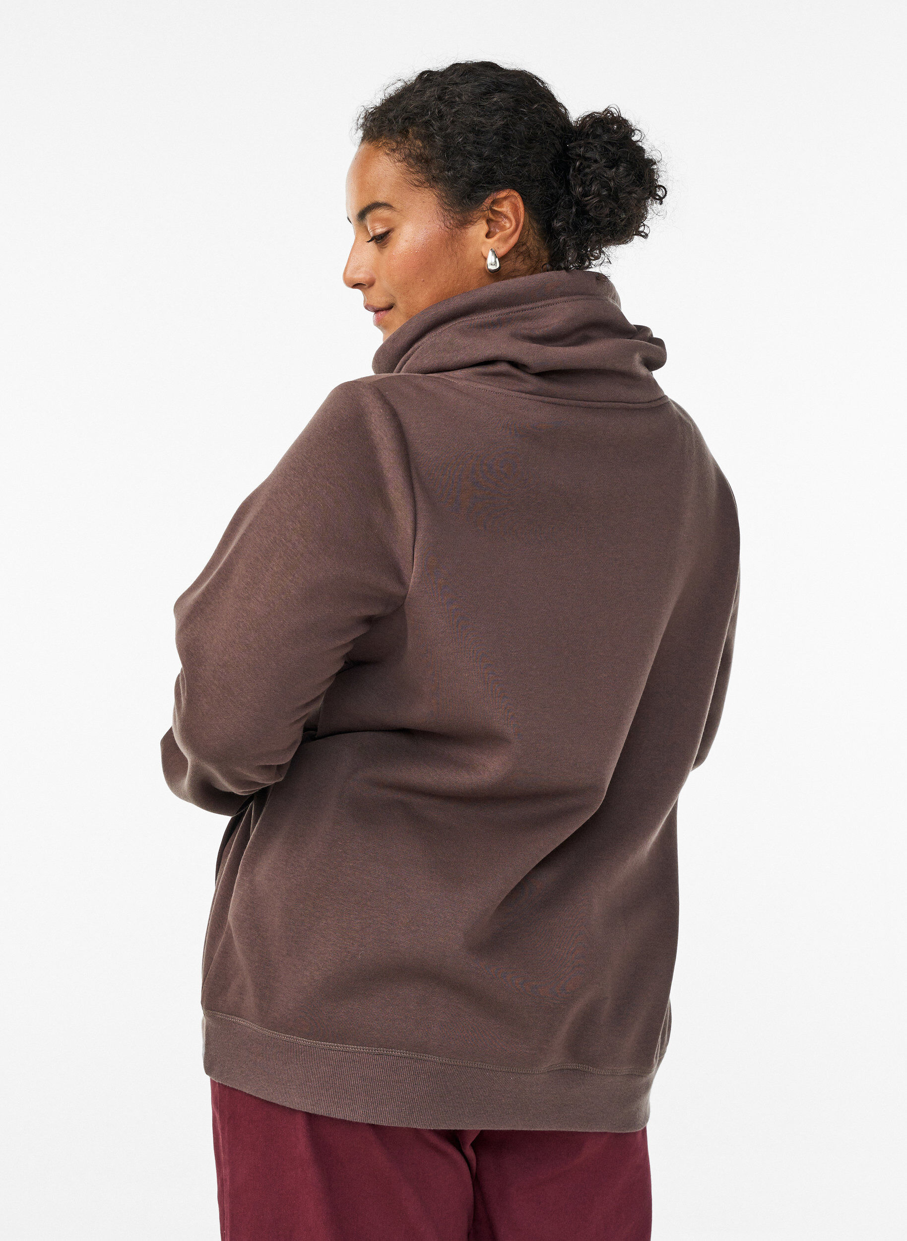 ZizziGenser med h&oslash;y hals og lommer, Brun, Model image number 2