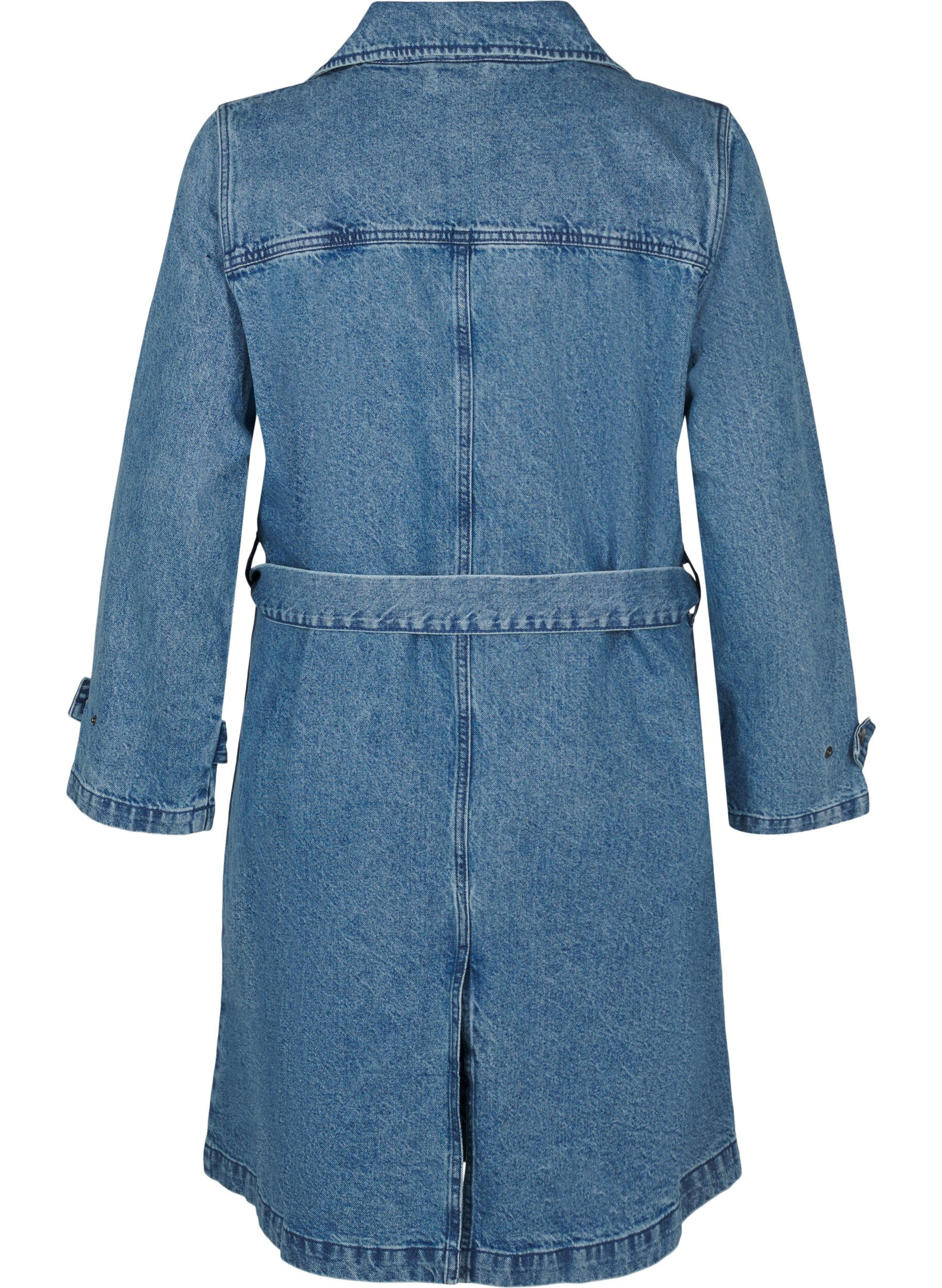 Zizzi Trenchcoat i denim med belte, Blue Denim, Packshot image number 1