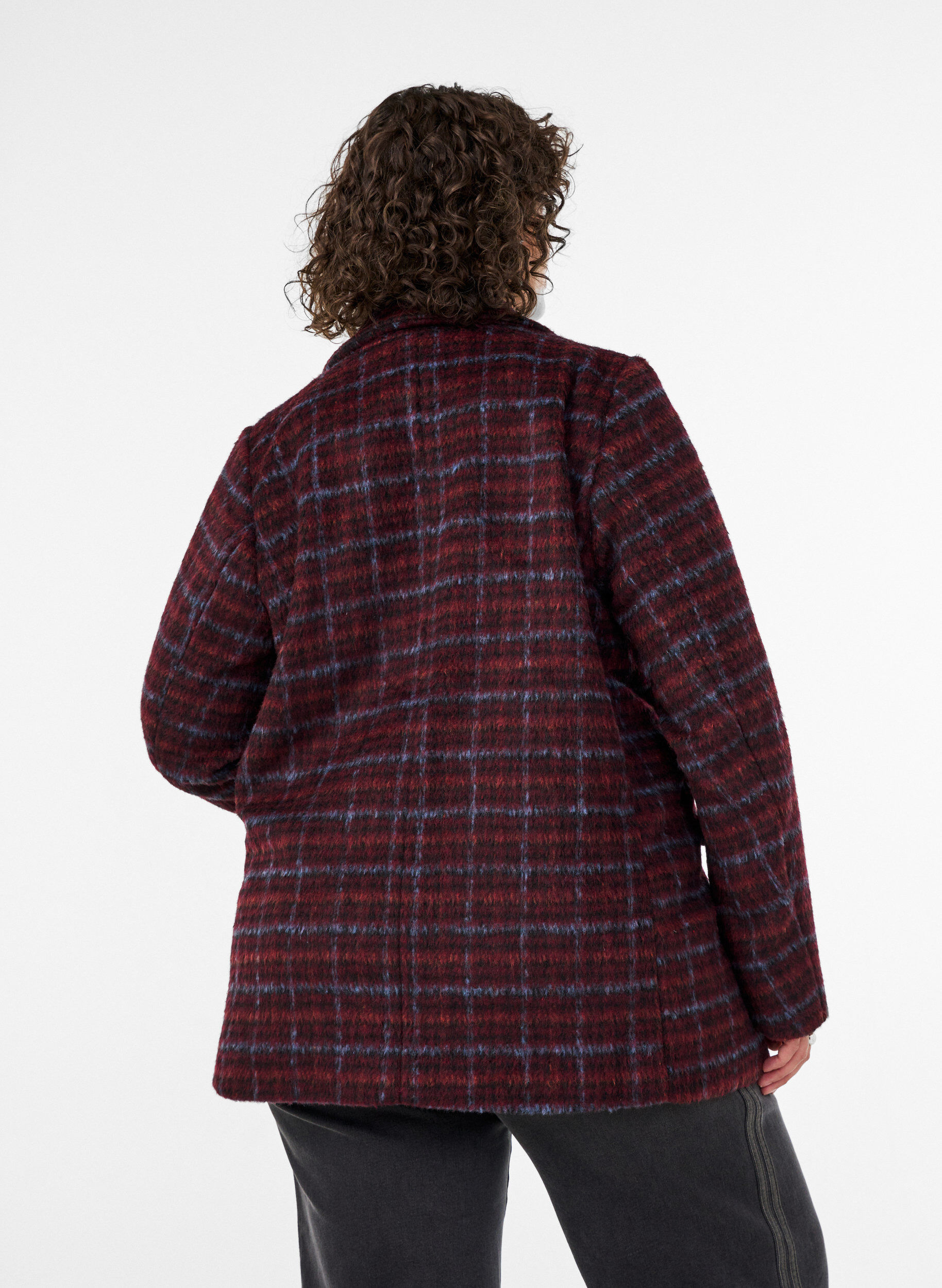 ZizziRutete jakke med lommer, R&oslash;d, Model image number 2