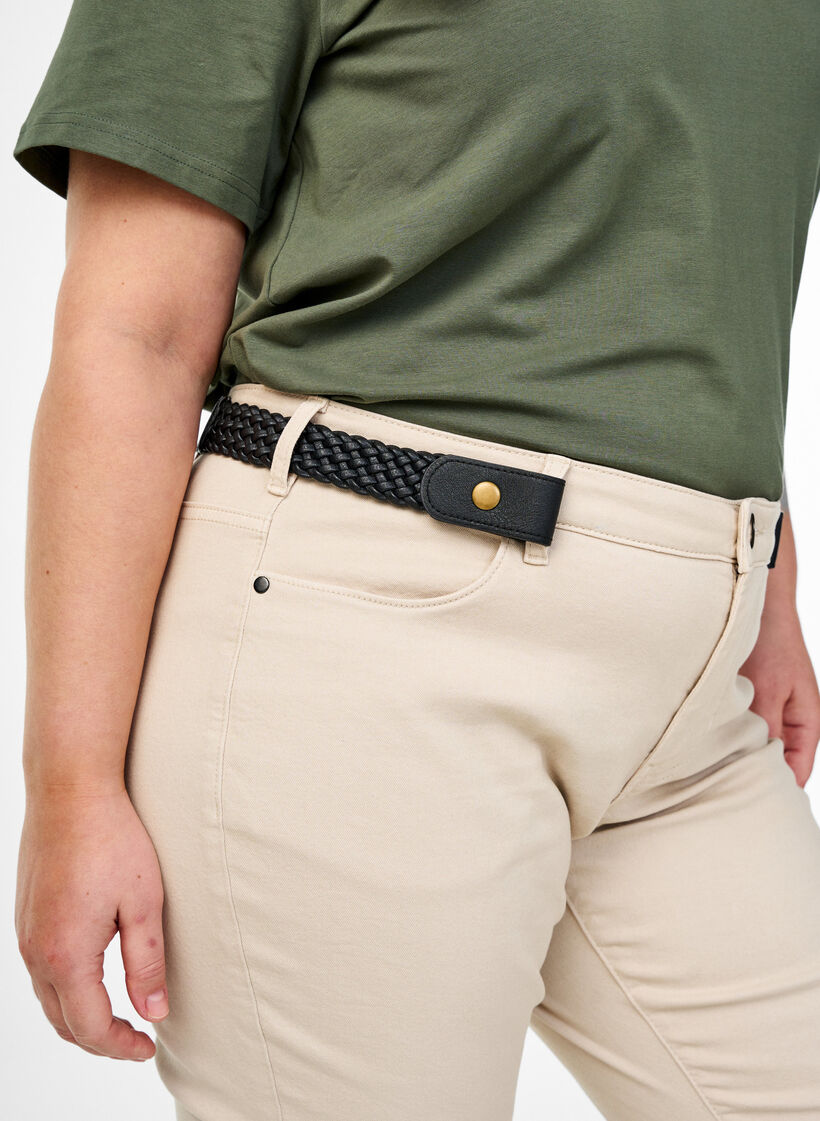 Flettet elastisk belte, Svart, Image image number 0