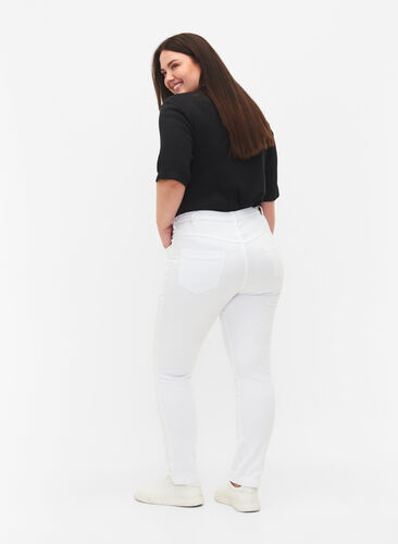 Slim fit Emily jeans med normal høyde i livet, White, Model image number 1