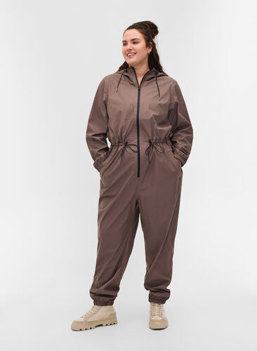 Regndress med hette og lommer, Iron, Model image number 0