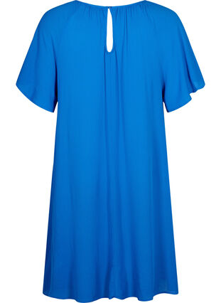 Kjole i viskose med korte ermer, Victoria blue, Packshot image number 1