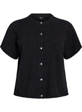 Zizzi Strikket cardigan med korte ermer, Grå, Packshot image number 0