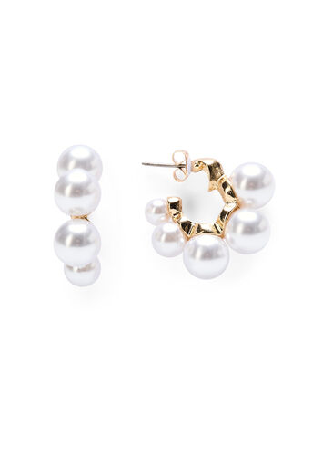 Hoops med perler, Gold w. Pearl, Packshot image number 1