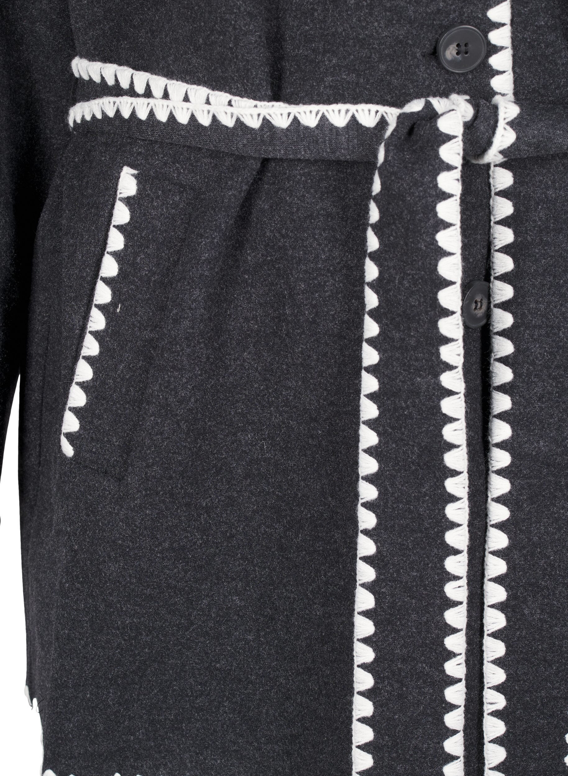 Zizzi Jakke med kontrastfargede kanter, Dark Grey Melange, Packshot image number 3