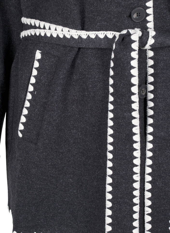 Jakke med kontrastfargede kanter, Dark Grey Melange, Packshot image number 3