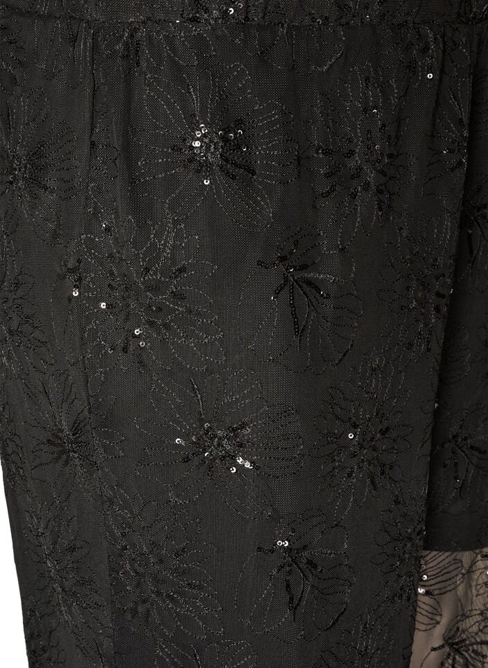 Mesh-bukser med blomsterbroderi og paljetter, Svart, Packshot image number 2