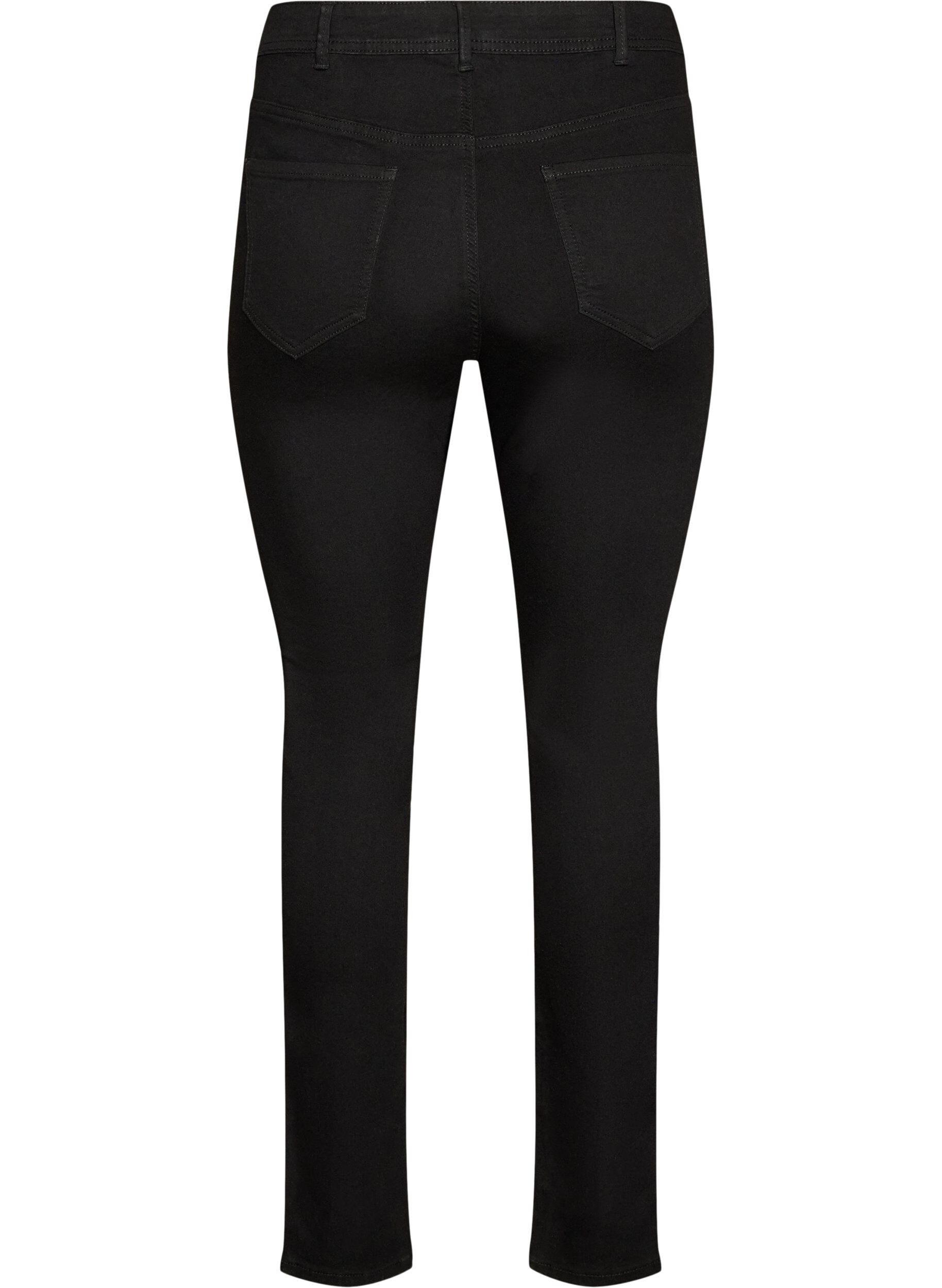 ZizziAmy super slim fit-jeans med h&oslash;y midje, Svart, Packshot image number 1