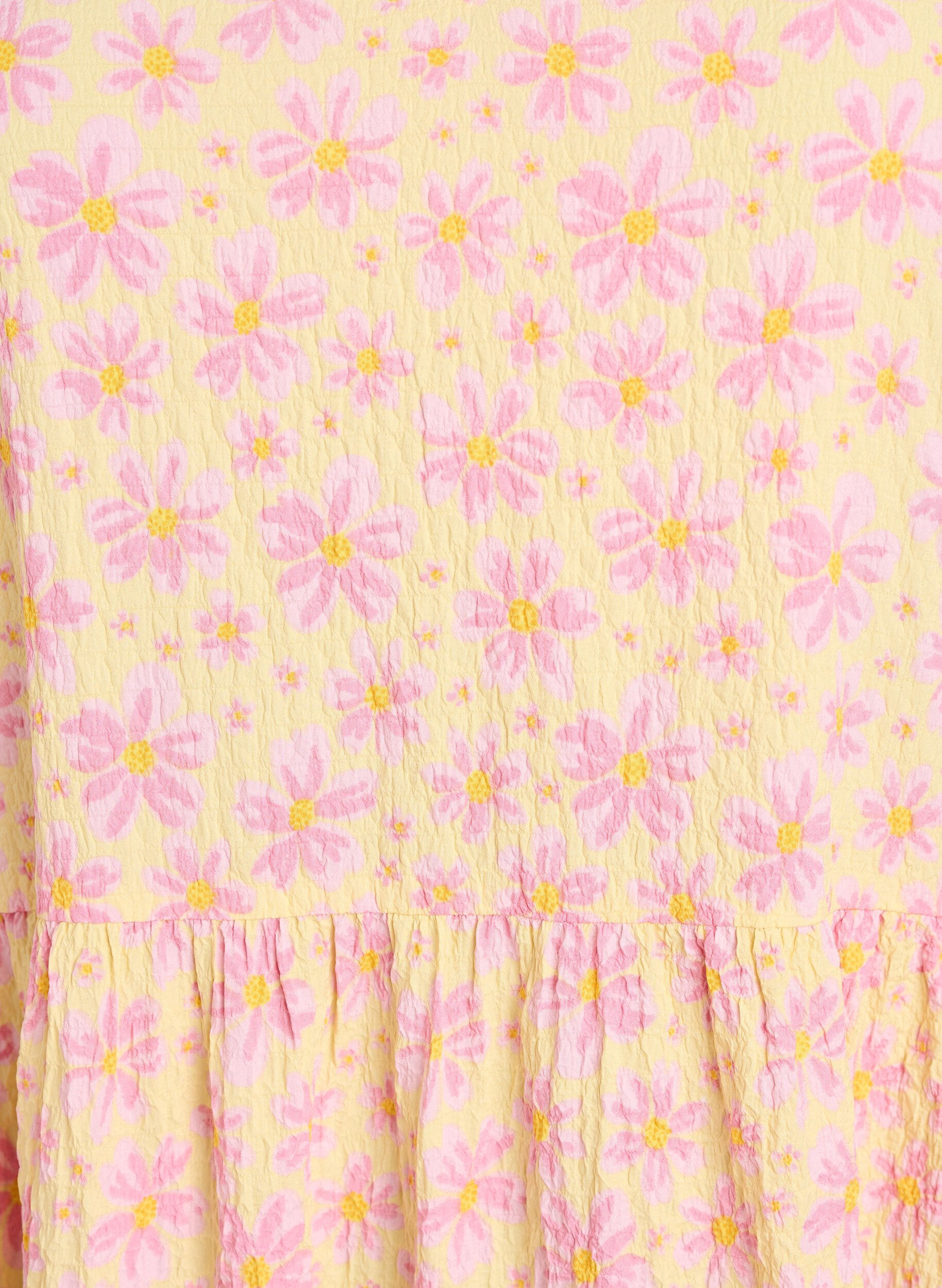 ZizziAnkellang kjole med korte ermer og lagdelte volanger, Gul, Packshot image number 2