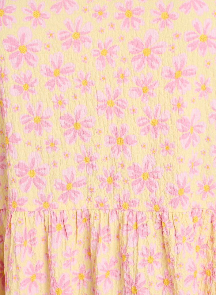 Ankellang kjole med korte ermer og lagdelte volanger, Gul, Packshot image number 2