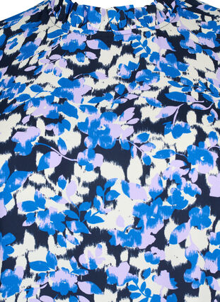 Zizzi FLASH – Langermet kjole med trykk, Blue Purple Flower, Packshot image number 2