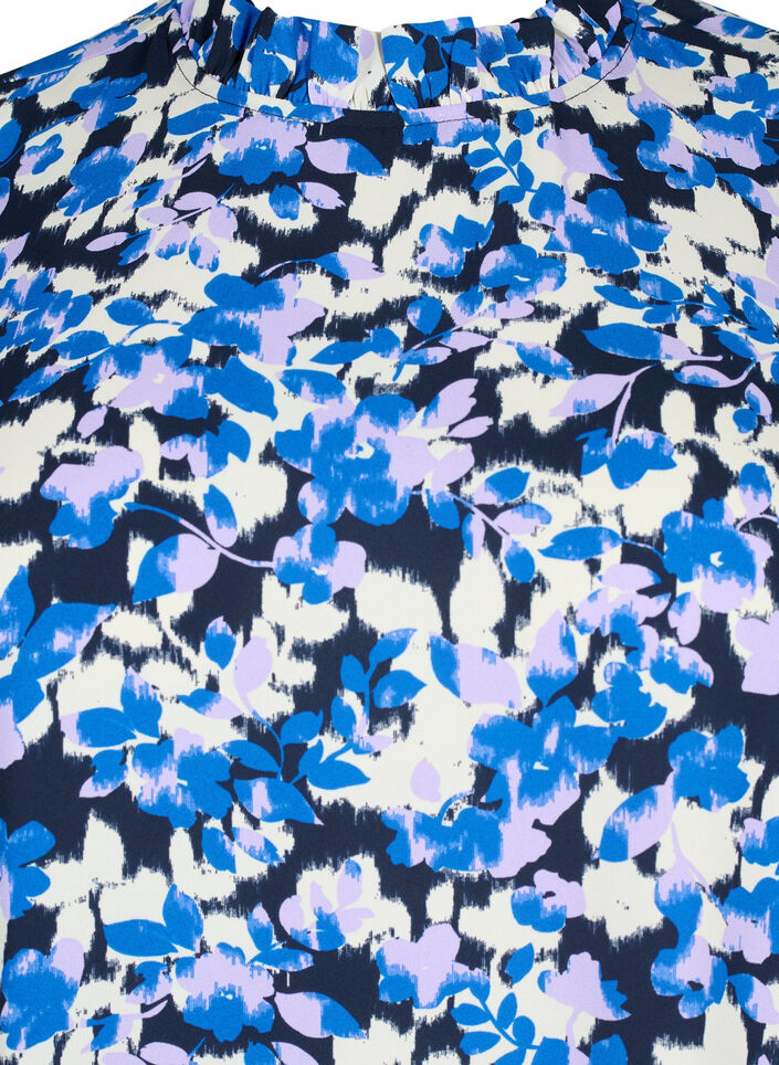 FLASH – Langermet kjole med trykk, Blue Purple Flower, Packshot image number 2