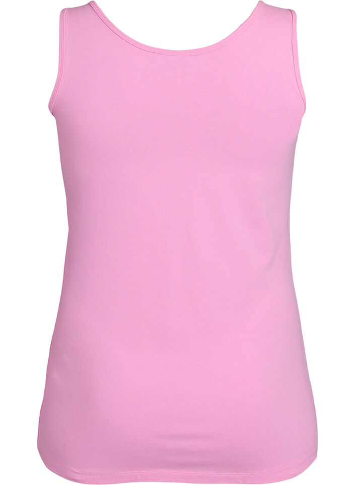 Ensfarget basic topp i bomull, Rosa, Packshot image number 1