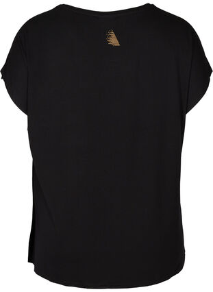 T-skjorte til trening med trykk på brystet, Black, Packshot image number 1