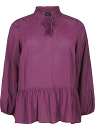 Viskosebluse med peplum, Potent Purple