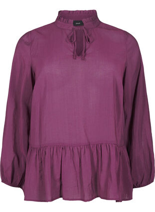Zizzi Viskosebluse med peplum, Lilla, Packshot image number 0
