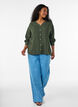 Bluse i lin og viskose med V-hals, Gr&oslash;nn, Model image number 1