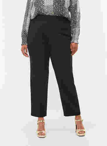 Ensfargede bukser med straight fit, Black, Model image number 2
