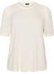 Bluse med knappedetaljer og korte puffermer, Beige, Packshot image number 0