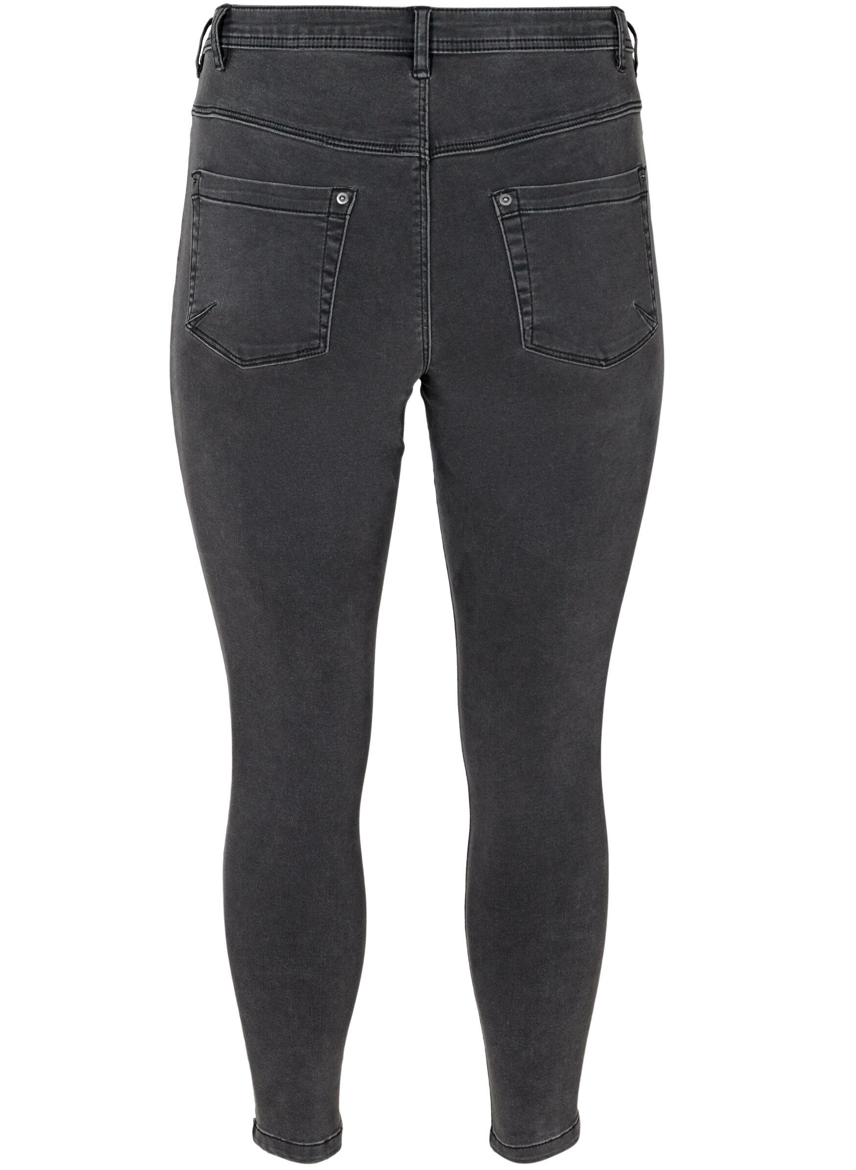 ZizziCropped Amy jeans med glidel&aring;s, Gr&aring;, Packshot image number 1