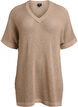 FLASH - Kortermet strikket bluse med v-hals, Beige, Packshot image number 0