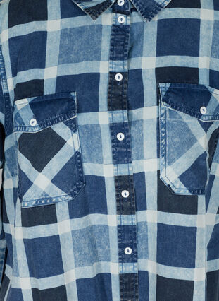 Rutete skjorte med brystlommer i bomull, Blue/Black Check, Packshot image number 2