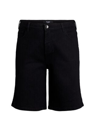 Zizzi FLASH - Løse denimshorts med høy midje, Svart, Packshot image number 0