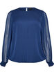 Chiffonbluse med gjennomsiktige ermer, Bl&aring;, Packshot image number 0