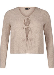 Strikket cardigan med knytedetaljer, Simply Taupe Mel.
