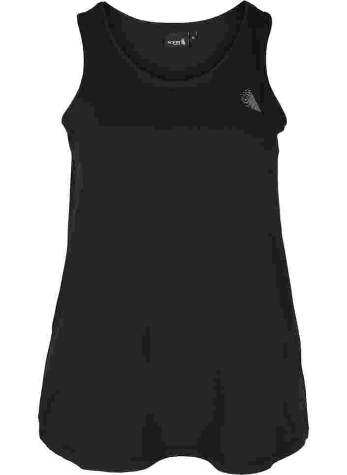 Ensfarget treningstopp med rund hals, Black, Packshot image number 0