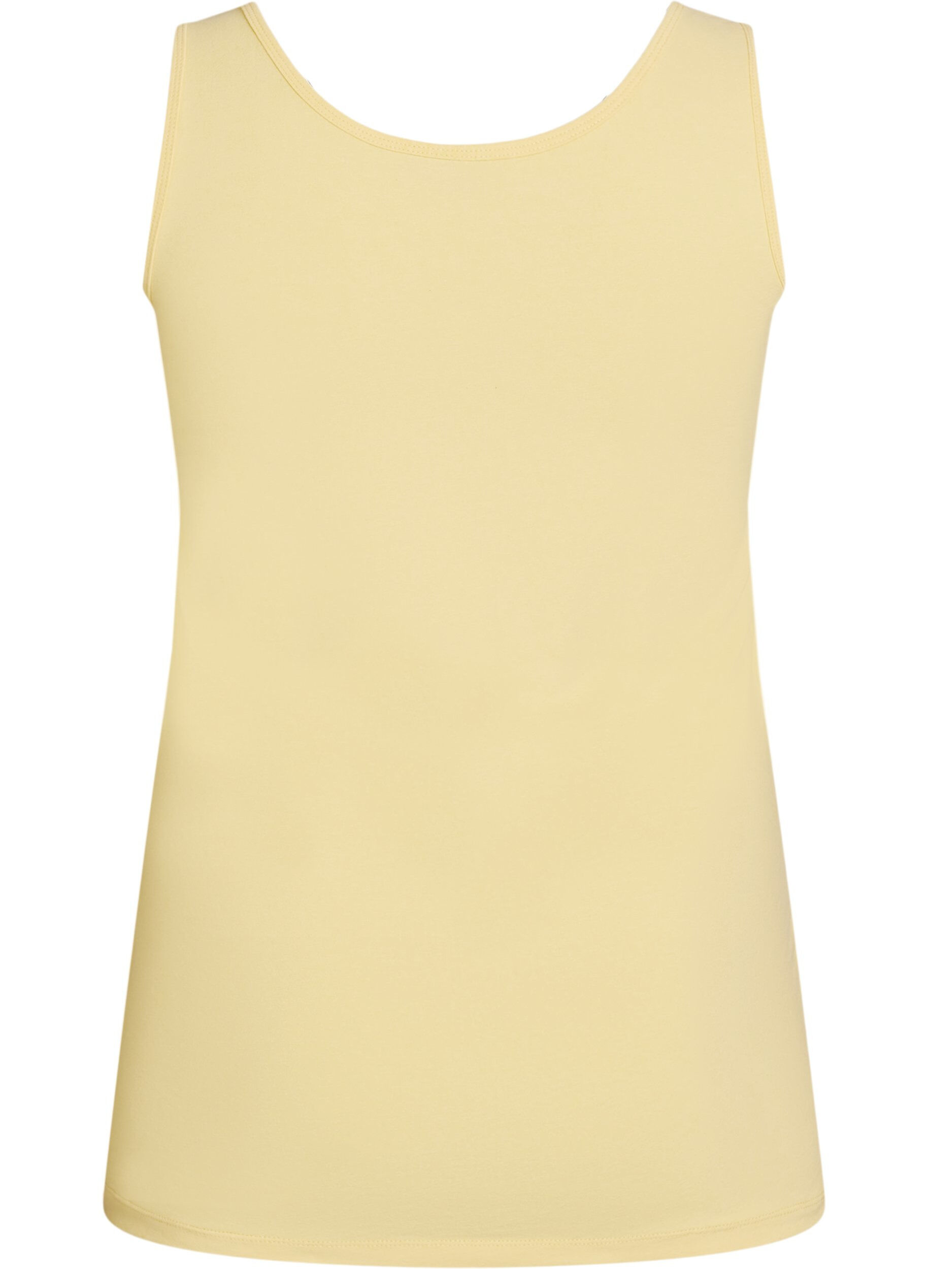 ZizziEnsfarget basic topp i bomull, Gul, Packshot image number 1