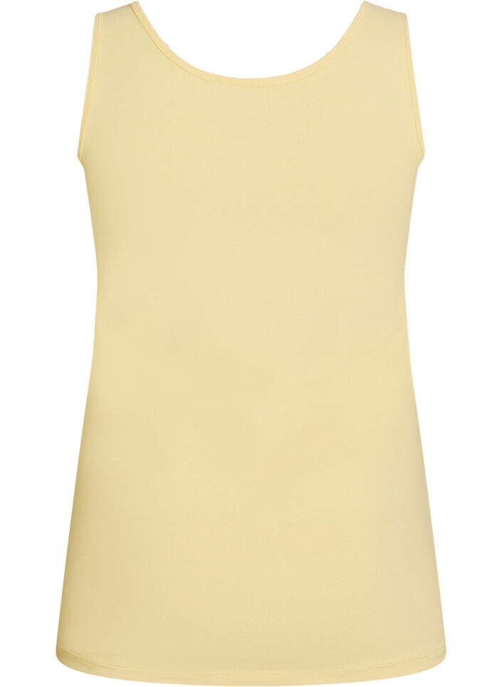 Ensfarget basic topp i bomull, Gul, Packshot image number 1