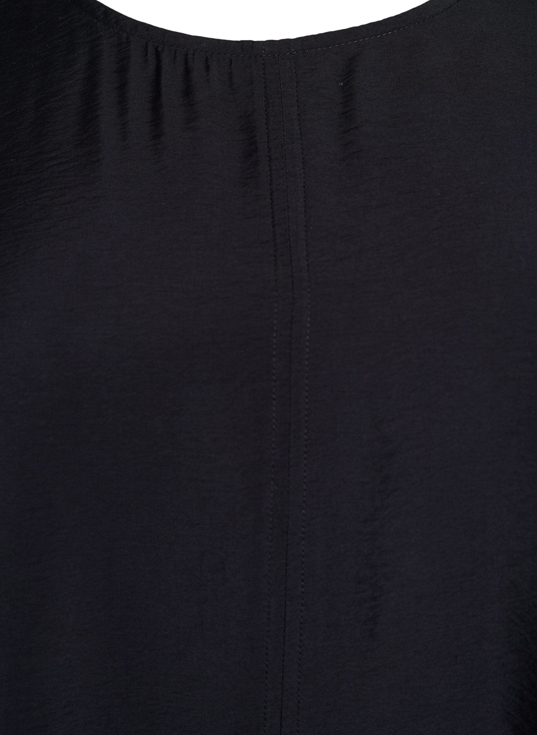 Zizzi A-line kjole i viskose med korte ermer, Svart, Packshot image number 2