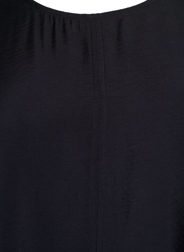 A-line kjole i viskose med korte ermer, Svart, Packshot image number 2