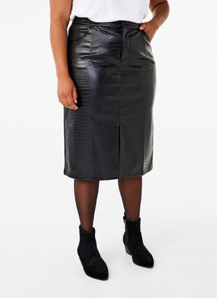 Zizzi Skinnimitert skjørt med splitt foran, Black, Model image number 2