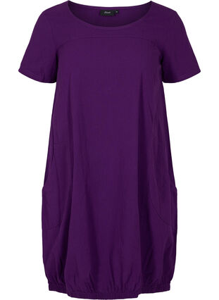 Kortermet kjole i bomull, Violet Indigo, Packshot image number 0
