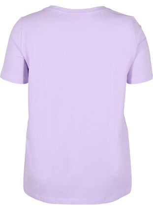 Kortermet T-skjorte i bomull med mønster,  Lavender LAMOUR, Packshot image number 1
