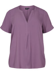 Kortermet bluse med V-hals, Vintage Violet