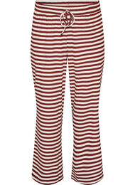 Stripete pyjamasbukser med h&oslash;y midje og vide ben, R&oslash;d