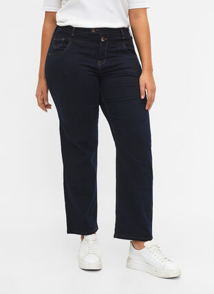 Regular fit Gemma jeans med høyt liv, Blue denim, Model image number 3