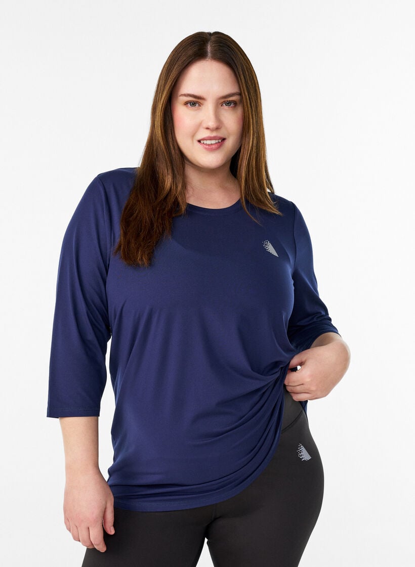 Treningsgenser med 3/4-ermer, Bl&aring;, Model image number 0