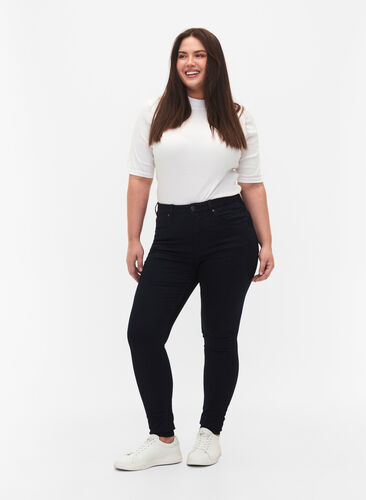 Super slim Amy jeans med høyt liv, Unwashed, Model image number 0