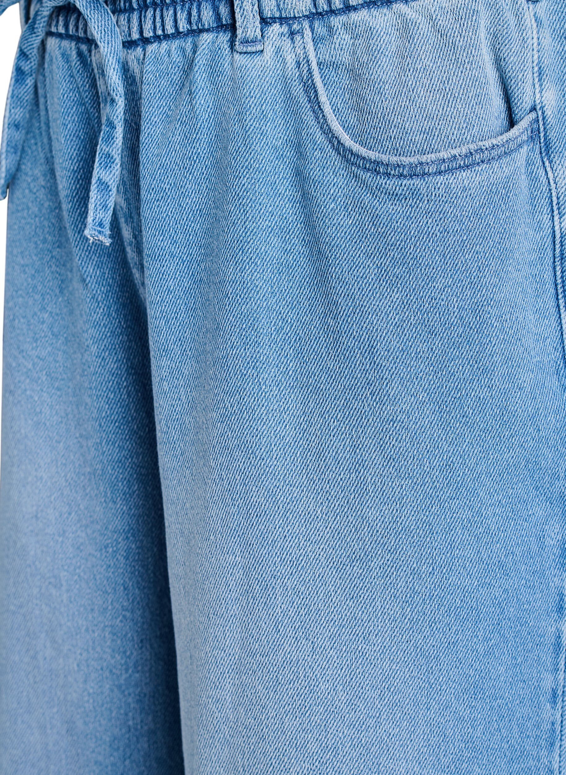 ZizziLoose fit-jeans med elastisk linning og sn&oslash;ring, Bl&aring;, Packshot image number 2