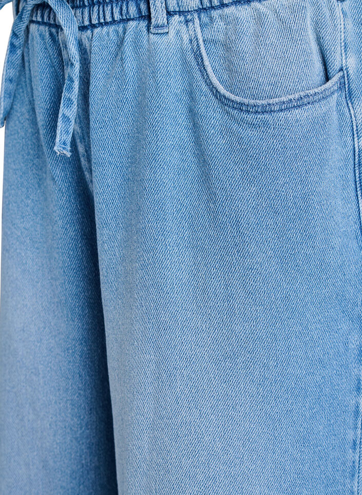 Loose fit-jeans med elastisk linning og sn&oslash;ring, Bl&aring;, Packshot image number 2