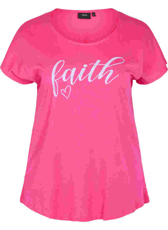 Løs T-skjorte i bomull med korte ermer, Beetroot Pur Faith, Packshot image number 0
