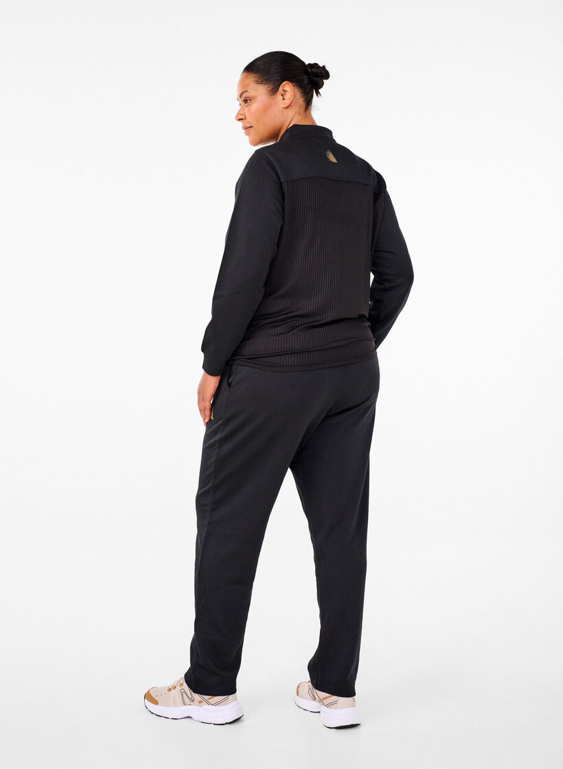 Joggebukse med lommer og høy midje, Black, Model