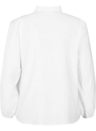 Skjortebluse i viskose med volangkrage, Bright White, Packshot image number 1