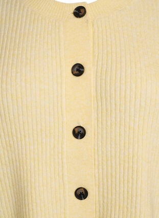 Zizzi Ribbestrikket cardigan med knapper, Gul, Packshot image number 2