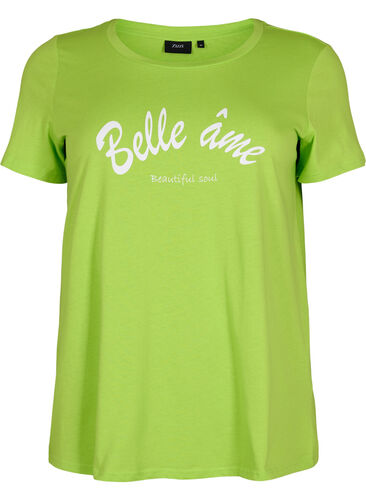 T-skjorte i bomull med trykk, Lime Green w. Bella, Packshot image number 0